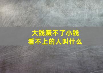 大钱赚不了小钱看不上的人叫什么