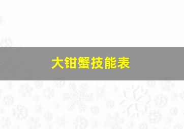 大钳蟹技能表