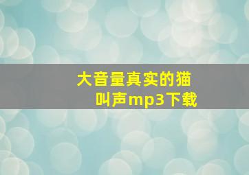 大音量真实的猫叫声mp3下载