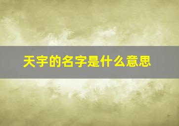 天宇的名字是什么意思