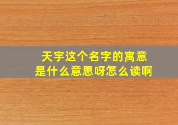 天宇这个名字的寓意是什么意思呀怎么读啊