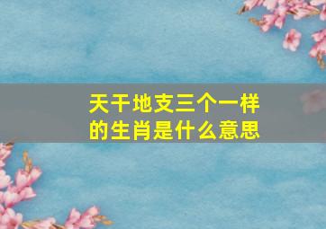 天干地支三个一样的生肖是什么意思