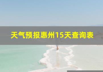 天气预报惠州15天查询表