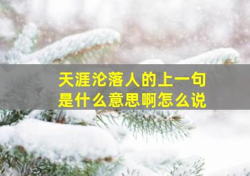 天涯沦落人的上一句是什么意思啊怎么说