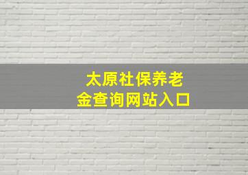 太原社保养老金查询网站入口