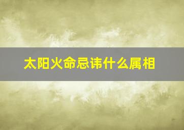 太阳火命忌讳什么属相