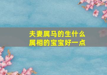 夫妻属马的生什么属相的宝宝好一点