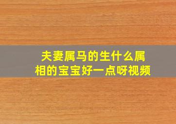 夫妻属马的生什么属相的宝宝好一点呀视频