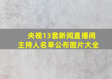 央视13套新闻直播间主持人名单公布图片大全