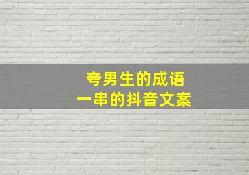 夸男生的成语一串的抖音文案