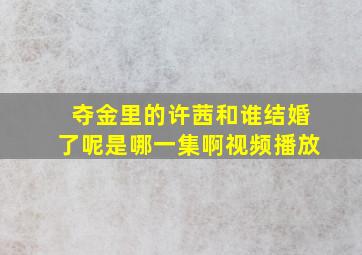 夺金里的许茜和谁结婚了呢是哪一集啊视频播放