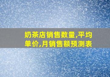 奶茶店销售数量,平均单价,月销售额预测表