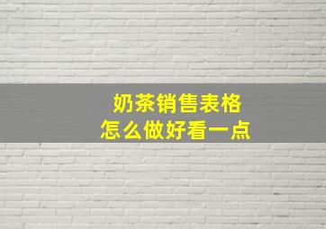 奶茶销售表格怎么做好看一点