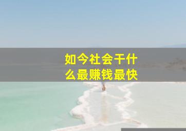 如今社会干什么最赚钱最快