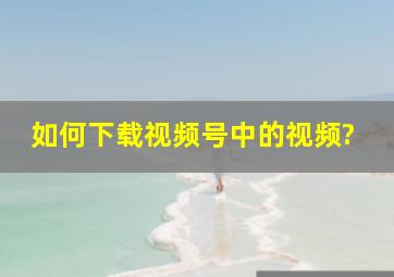 如何下载视频号中的视频?