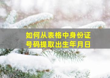 如何从表格中身份证号码提取出生年月日