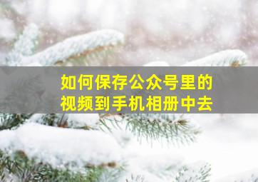 如何保存公众号里的视频到手机相册中去