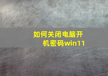 如何关闭电脑开机密码win11