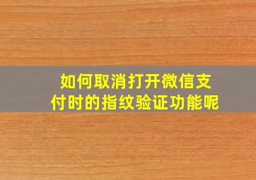 如何取消打开微信支付时的指纹验证功能呢