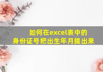 如何在excel表中的身份证号把出生年月提出来