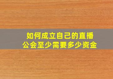 如何成立自己的直播公会至少需要多少资金