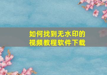 如何找到无水印的视频教程软件下载