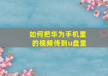 如何把华为手机里的视频传到u盘里