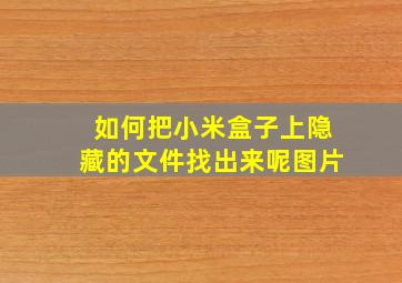 如何把小米盒子上隐藏的文件找出来呢图片