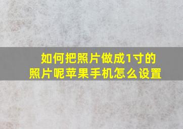 如何把照片做成1寸的照片呢苹果手机怎么设置