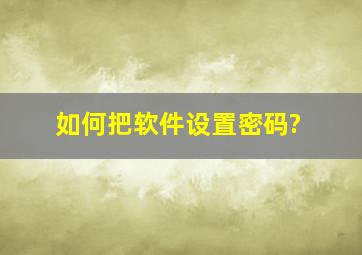 如何把软件设置密码?