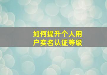 如何提升个人用户实名认证等级