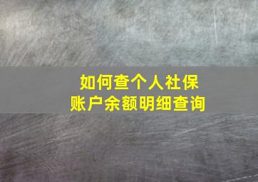 如何查个人社保账户余额明细查询