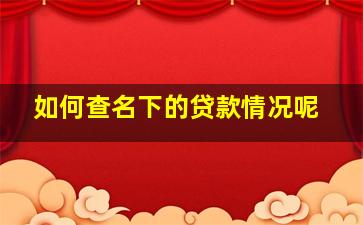 如何查名下的贷款情况呢