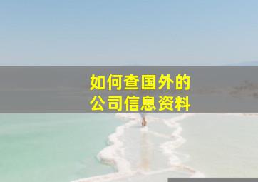 如何查国外的公司信息资料