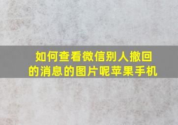 如何查看微信别人撤回的消息的图片呢苹果手机