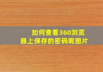 如何查看360浏览器上保存的密码呢图片