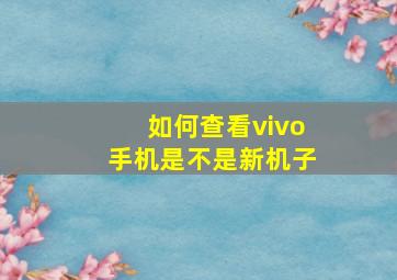 如何查看vivo手机是不是新机子