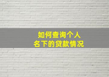 如何查询个人名下的贷款情况