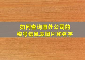 如何查询国外公司的税号信息表图片和名字