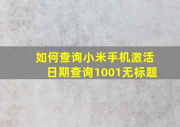 如何查询小米手机激活日期查询1001无标题