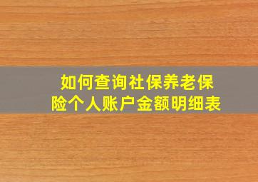 如何查询社保养老保险个人账户金额明细表