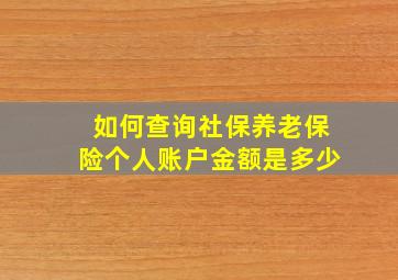 如何查询社保养老保险个人账户金额是多少