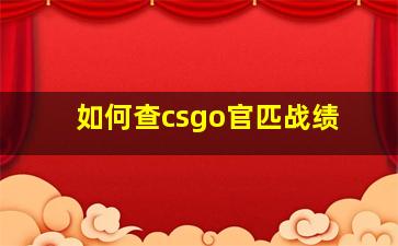 如何查csgo官匹战绩