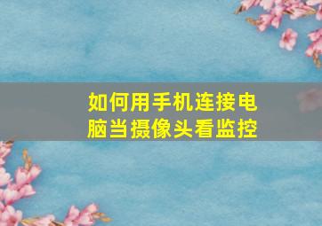 如何用手机连接电脑当摄像头看监控