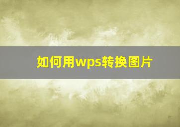 如何用wps转换图片