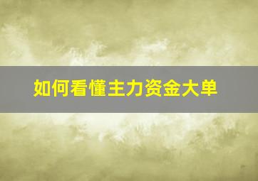 如何看懂主力资金大单