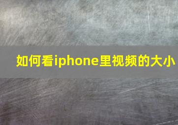 如何看iphone里视频的大小