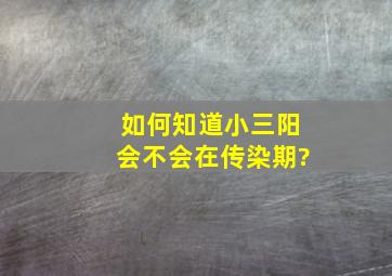 如何知道小三阳会不会在传染期?