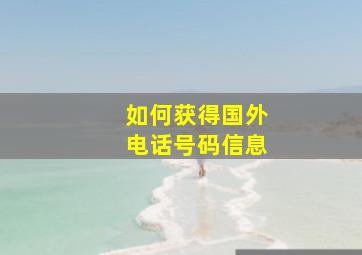 如何获得国外电话号码信息