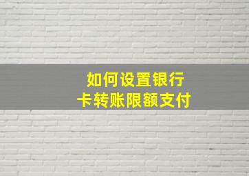 如何设置银行卡转账限额支付